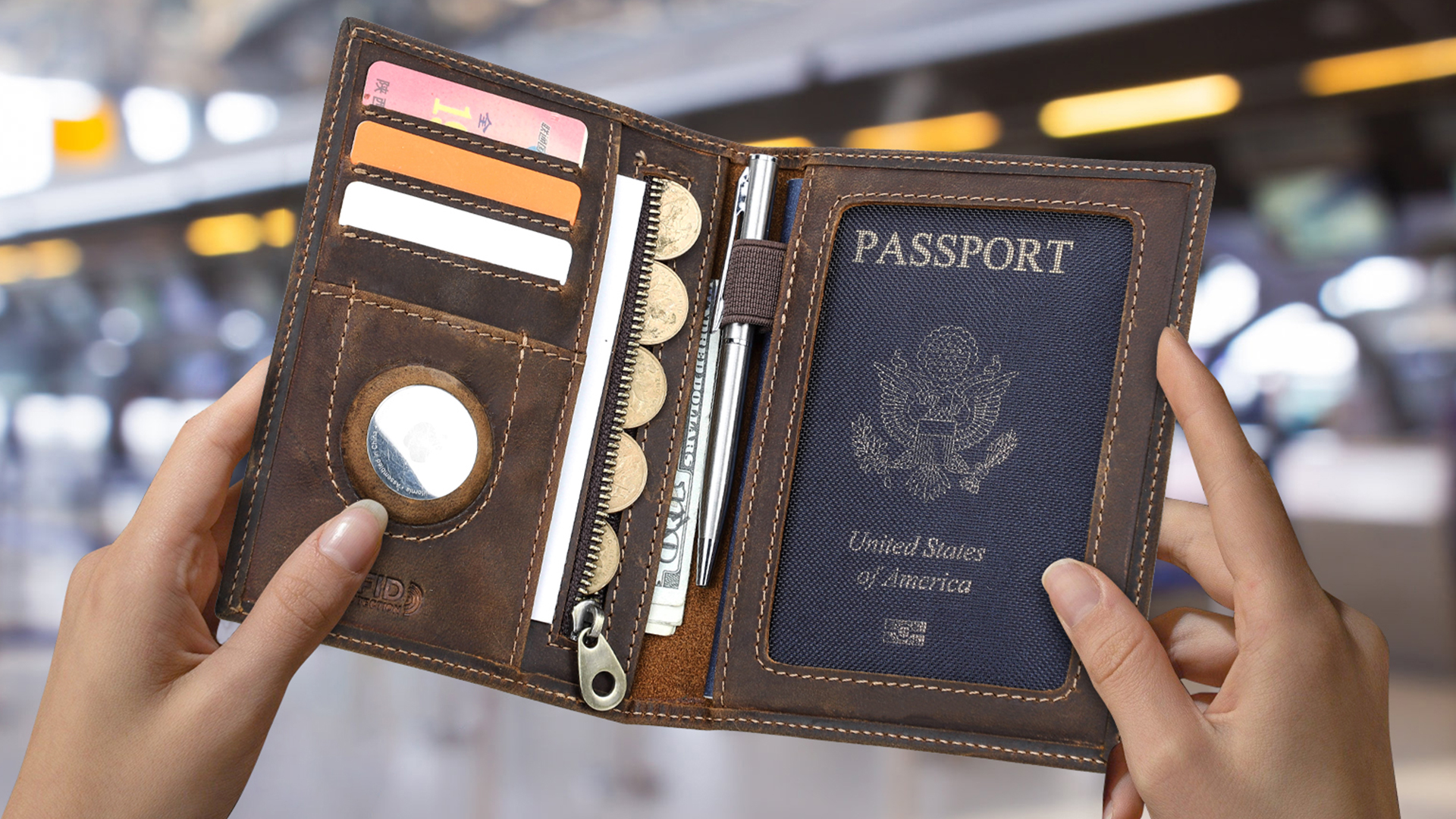 Amazon.com | CONTACTS Full Grain Leather Passport Holder RFID